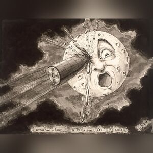 Vintage Style Black & White Moon Illustration Art Print